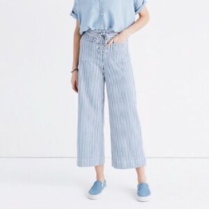 Madewell- Emmet Wide Leg Cropped Railroad Stripe Pants